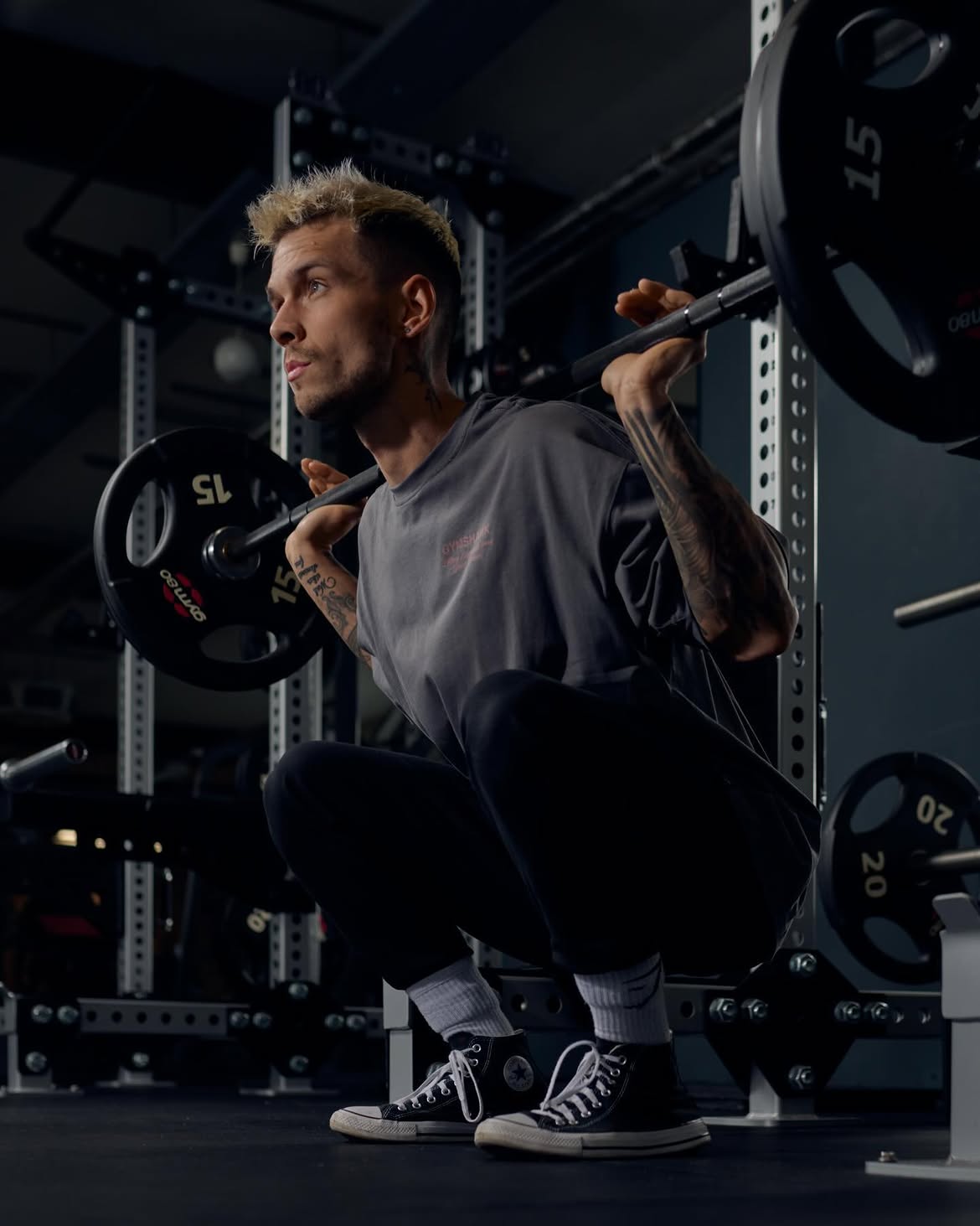 Robi training with a barbell